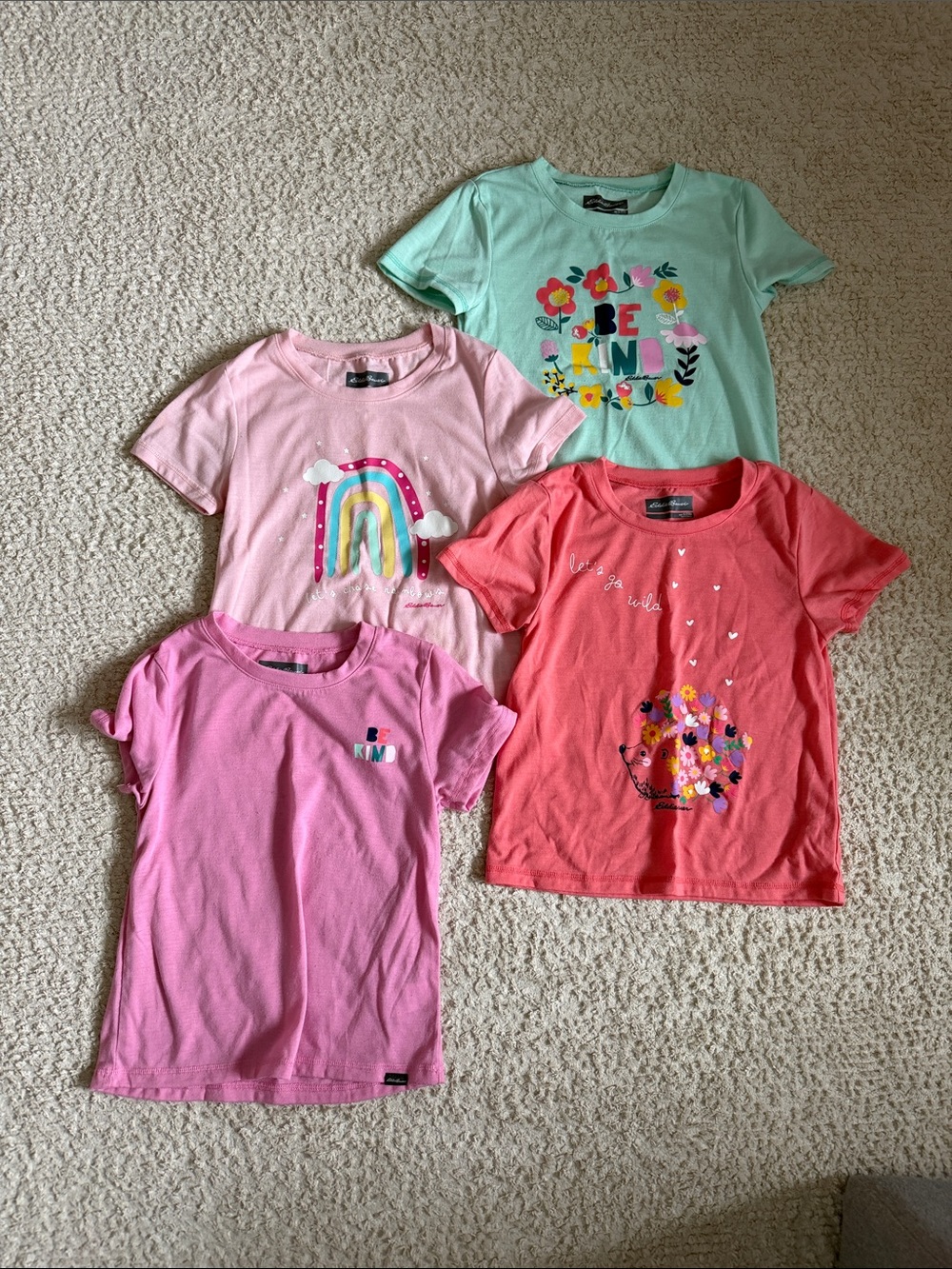 Eddie Bauer Kids Short Sleeve Tees - Pink, Light Pink, Coral, Mint size 7/8